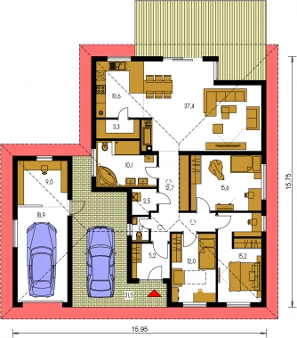 Plan de sol du rez-de-chaussée - BUNGALOW 202